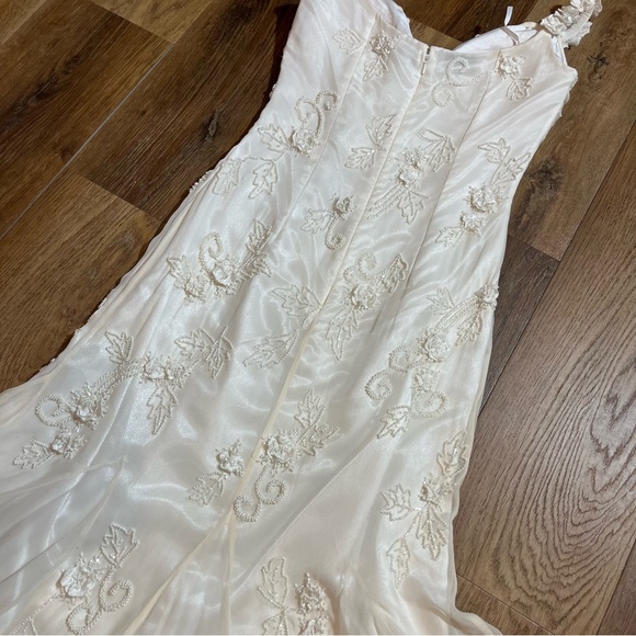 Vintage 100% Silk Beaded Dress Vintage Wedding Dress Vintage Beaded Dress Fairy - Picture 13 of 17